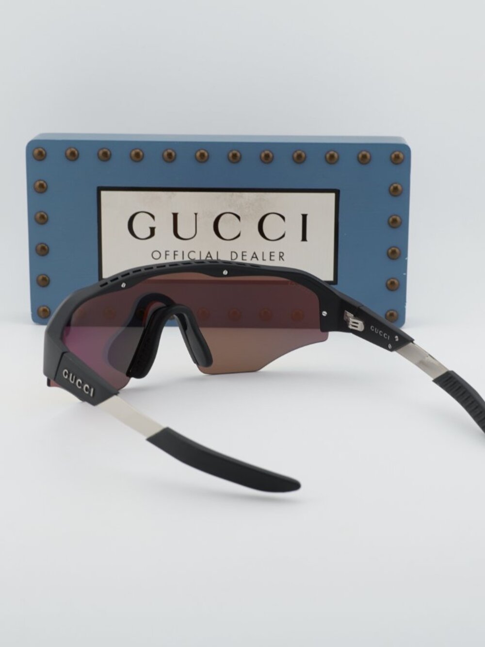 Gucci GG2017S 004 Shield Sunglasses - Black / Orange Mirror - Picture 5 of 11